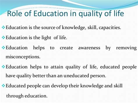 Role Of Education In Quality Of Life