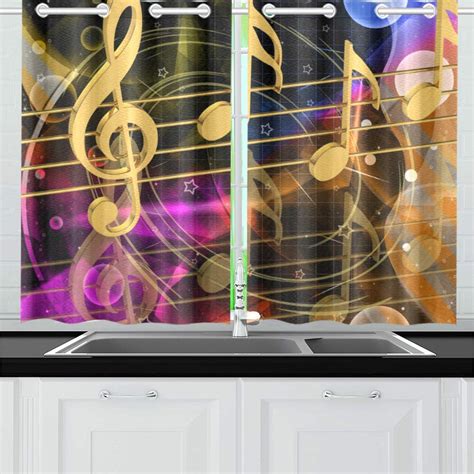 You can finish the song without me? YUSDECOR Colorful Musical Notes Window Curtains Kitchen Curtain Room Bedroom Drapes Curtains ...