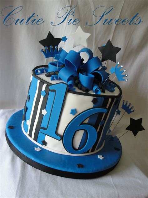 Cut your cake into 16 slices to celebrate your 16th birthday. Black & Blue 16Th Birthday Cake | Sweet 16 birthday cake ...