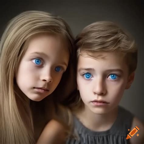Portrait Of A Brother And Sister With Blue Eyes On Craiyon