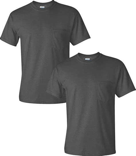 Gildan Men S Ultra Cotton Adult T Shirt With Pocket Pack LRG Charcoal Charcoal Large