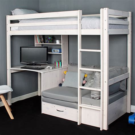 Noah C High Sleeper With Sofa Bed Desk Shelf High Rise Beds With