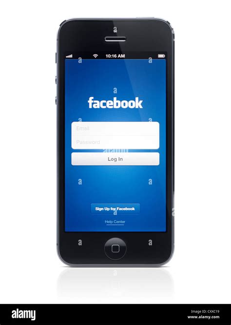Facebook App Welcome Screen On Display Of Apple Iphone 5 Isolated On