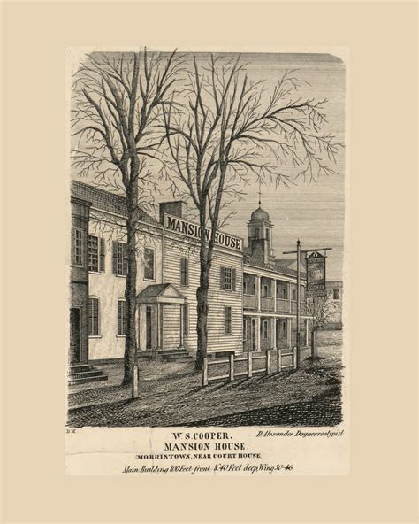 Mansion House In Morristown New Jersey 1853 Old Town Map Custom