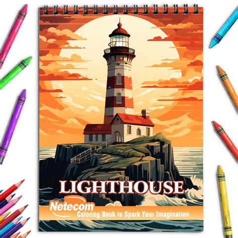 Netecom Lighthouse Spiral Bound Coloring Book, Capture the Essence of