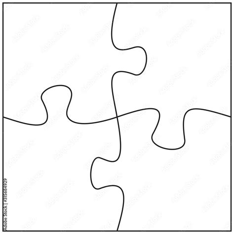 Vetor De Four Jigsaw Pieces Template 4 Puzzle Pieces Connected