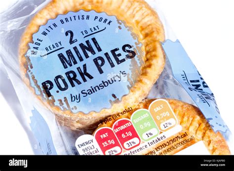 Close Up Of A Pack Of Sainsburys 2 Mini Pork Pies With The Traffic