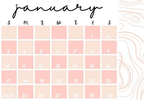 Pink Background Free January 2021 Calendar Printable Pink Calendar