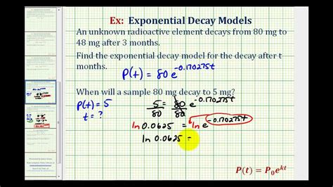 Exponential Decay Function Formula