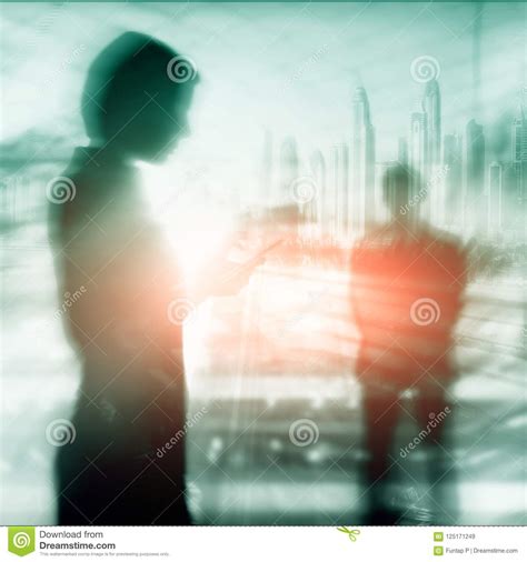 Abstract Double Exposure Business Backgrounds Silhouettes