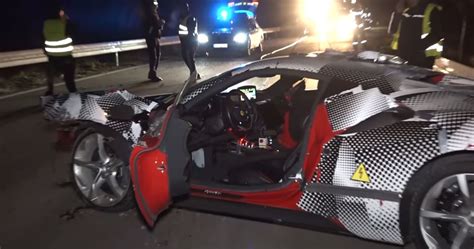 Ferrari Sf90 Stradale Prototype In Full Camo Destroyed In Crash And