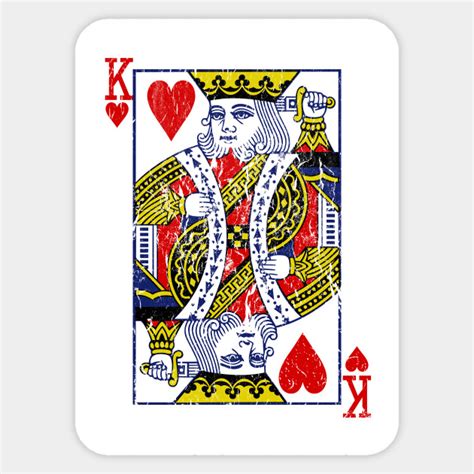 The king is a playing card with a picture of a king displayed on it. King of Hearts Playing Card - King Of Hearts - Sticker | TeePublic