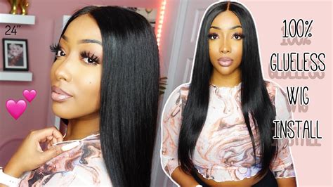 glueless 5x5 closure wig install and review no plucking required ft super virgin hair youtube