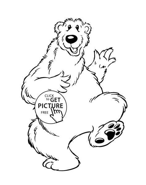 Funny Bear Cartoon Animals Coloring Pages For Kids Printable Free