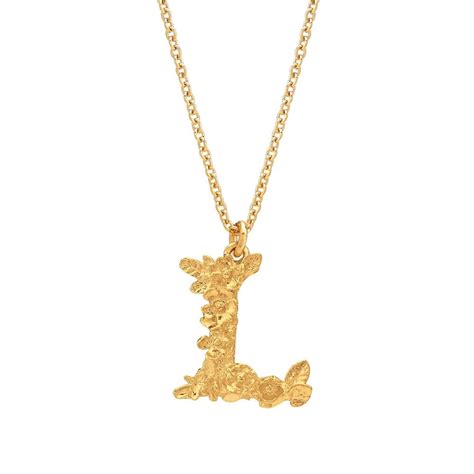 Alex Monroe 22ct Gold Plated Floral Letter L Necklace