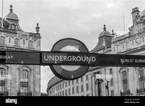 London Underground Subway Sign Black And White Photography Stock Photo