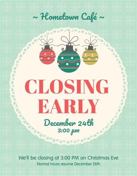 Christmas Closing Early Flyer Template By Musthavemenus