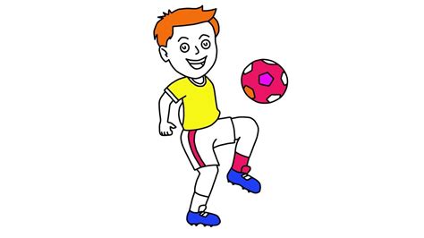 How To Draw A Boy Playing Football Outdoor Playground Drawing123