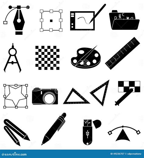 All Graphic Designer Tools Line Icon Set For Education Include Pen