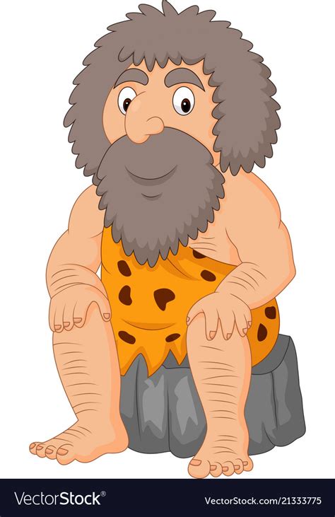 Cartoon Caveman Sitting Royalty Free Vector Image