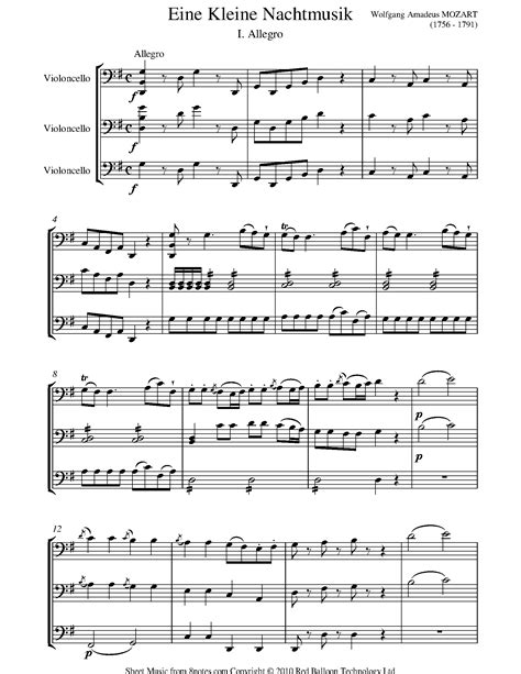 Mozart Wolfgang Amadeus Eine Kleine Nachtmusik Mvt 1 Allegro Sheet