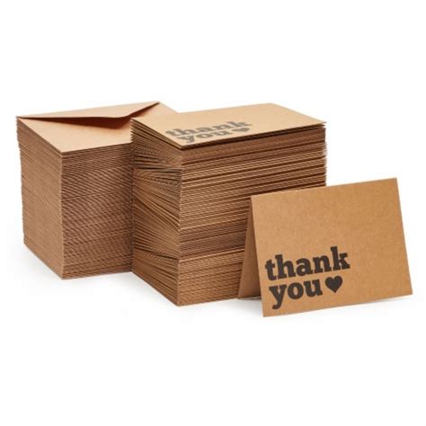 Kraft Thank You Cards With Envelopes Boxed Bulk Set 35x5 In 120