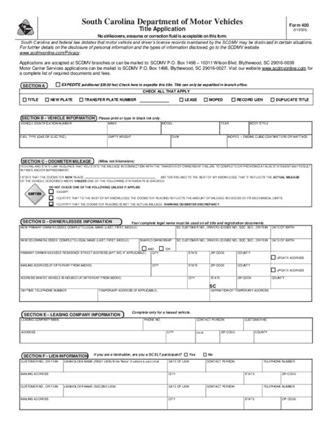 Sc Dmv Form 400 Fill Out And Sign Online Dochub