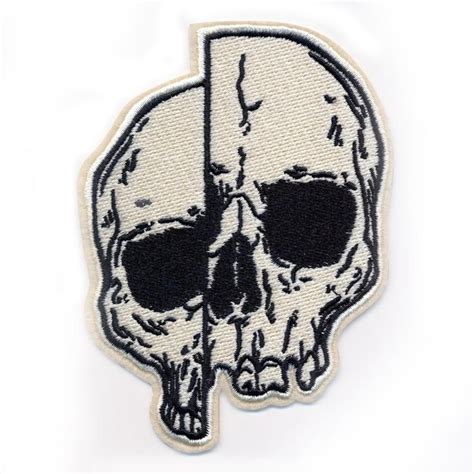 Split Skull Patch Etsy Handmade Patch Skull Patch Embroidered Patches