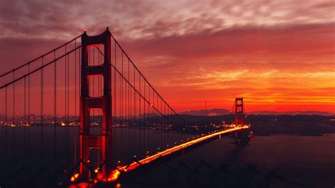 Golden Gate Bridge Night City Lights