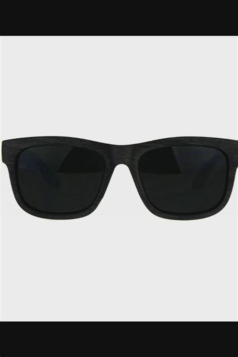 Kush Dark Black Lens Sunglasses Wood Textured Square Rectangular Frame Brown Cc18ckonuk3