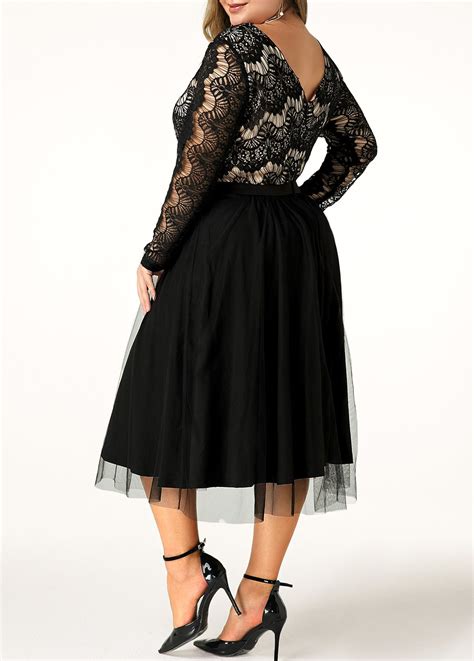 Plus Size Back Zipper Lace Panel Dress Usd 3609 Plus