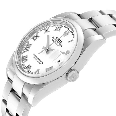 Rolex Datejust 36 White Roman Dial Steel Mens Watch 116200 Swisswatchexpo