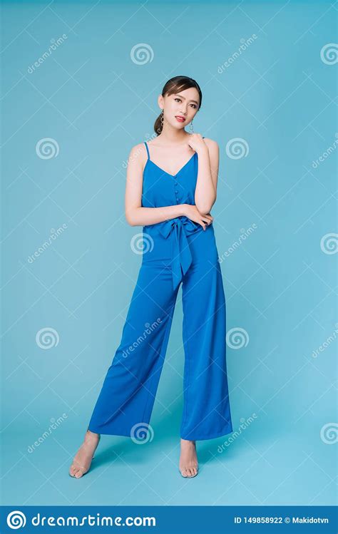 Young Beautiful Woman Posing In New Casual Blue Fashion