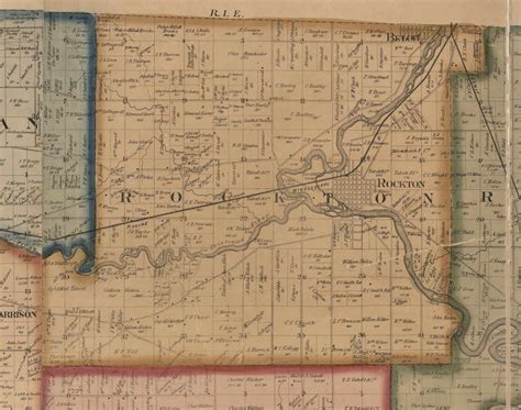 Rockton Illinois 1859 Old Town Map Custom Print Winnebago Co Old Maps