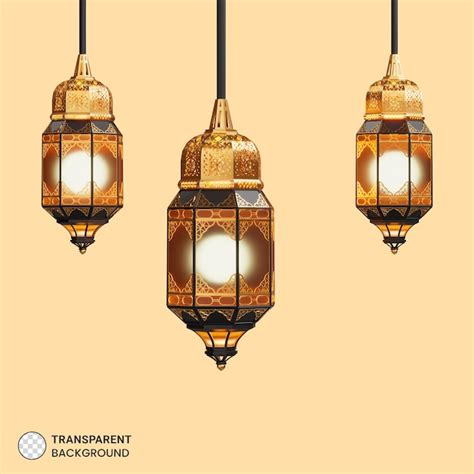 Decoración De Ramadán Con Linternas Colgantes Ilustración 3d Archivo