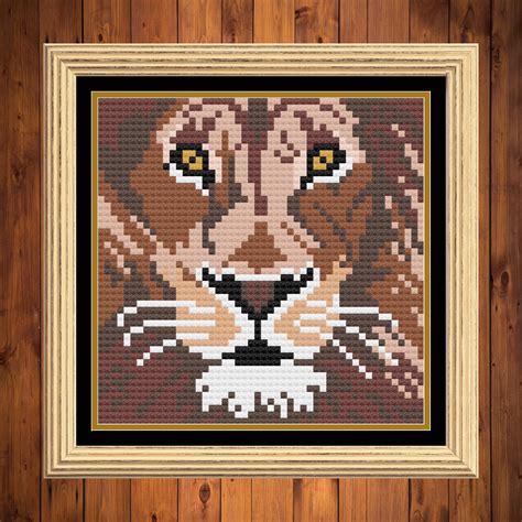 Lion Face Cross Stitch Pattern Pdf Download Etsy