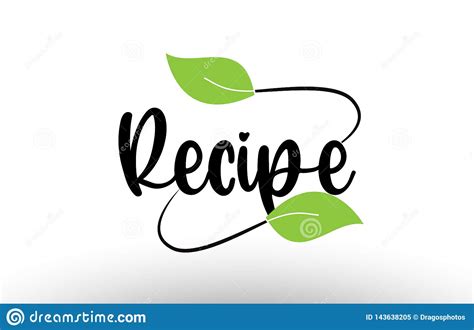 Recipe Word Text With Green Leaf Logo Icon Design Stock