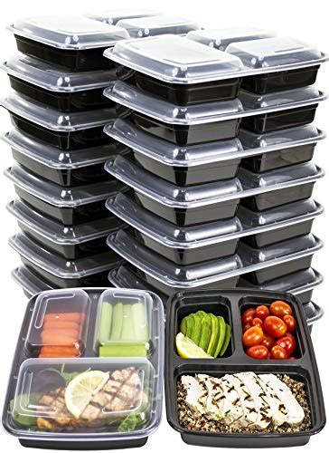 Improved Design18 Pack Mischome 3 Compartment Meal Prep Containers 36