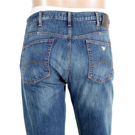 Shop For Armani Mens Stretch Denim Faded Jeans