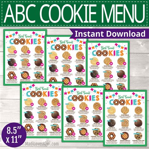ABC Girl Scout Cookie Menu Printable X Digital Etsy UK