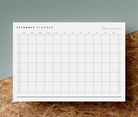 Open Dated Yearly Planner Printable Any Year Calendar 12