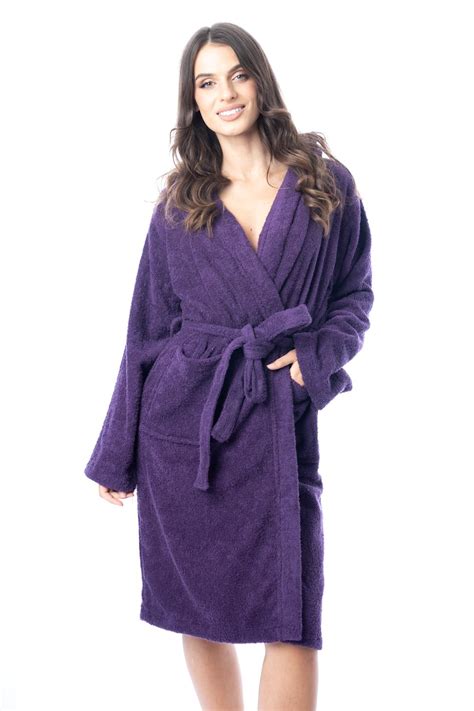 Luxury Womens Terry Towelling Robe Cotton Dressing Gown Bathrobe