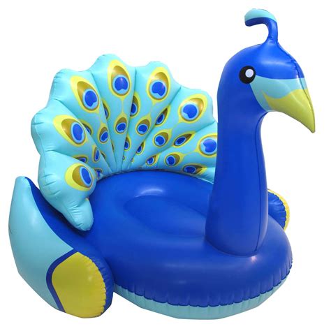 Swimline 90705 Inflatable Peacock Giant Swimming Pool Float With Backrest Blue 723815907059 Ebay