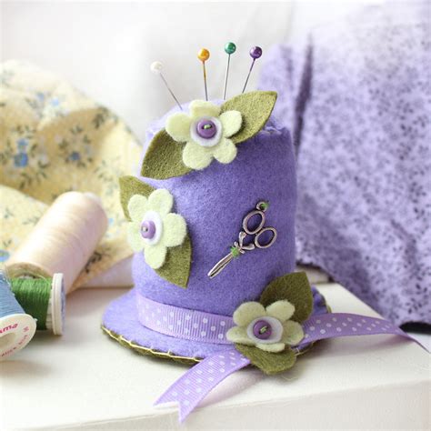 Felt Pin Cushion Lavender Hat Sewing Pincushion With Lemon Etsy