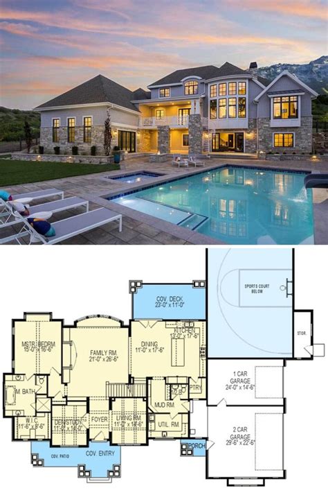 6 Bedroom Two Story Northwest Home With Sports Court Floor Plan