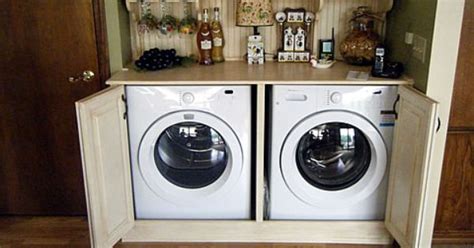 The first step is to measure your stacked washer/dryer so you can see how high/wide/deep your cabinet needs to be. Cabinets for washer and dryer in the kitchen | Laundry ...
