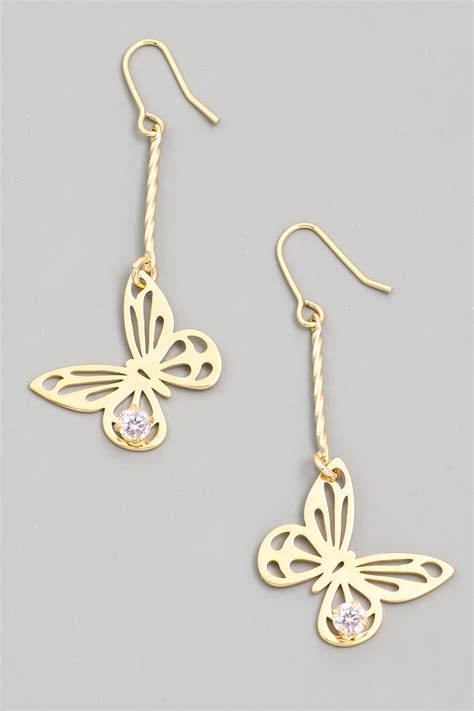 GOLD Butterfly Dangle Drop Earrings