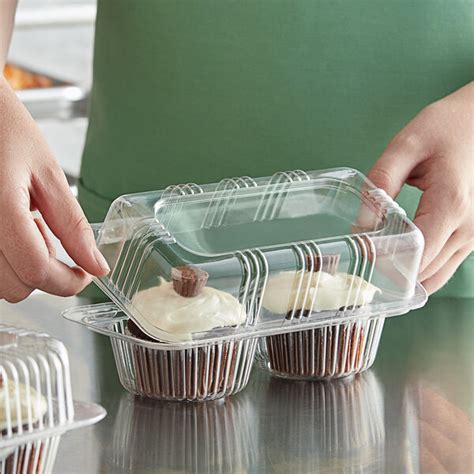 Choice 2 Compartment Clear Ops Plastic Jumbo Cupcake Muffin Container