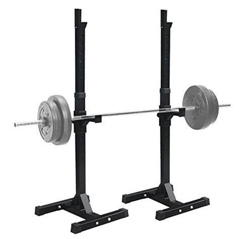 F2C Pair of Adjustable Rack Sturdy Steel Squat Barbell ...