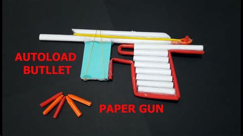 Paper gun that shoots paper bullets easy with trigger. DIY How to make a Paper Gun that Shoots with trigger ...